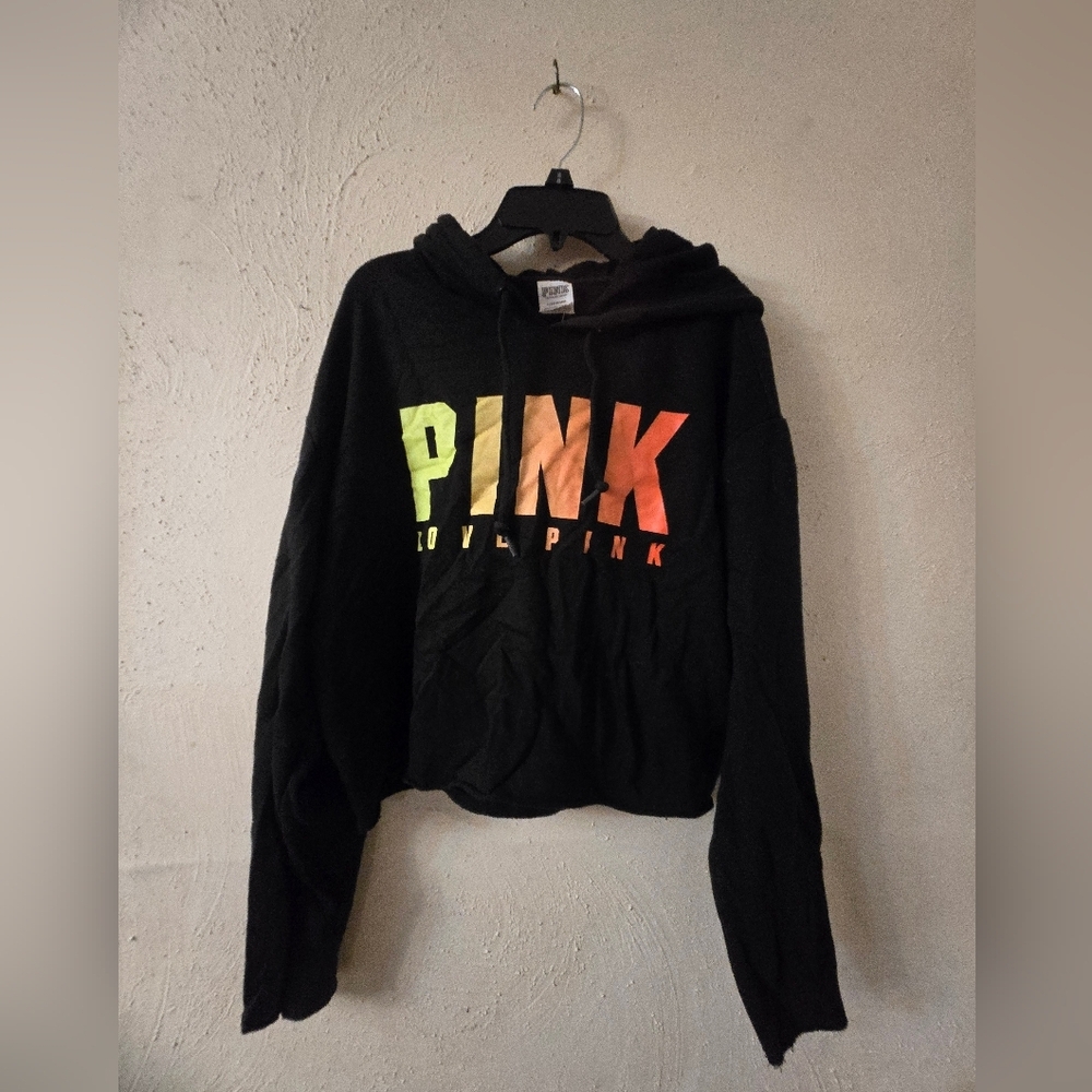 PINK Victoria's Secret Black Sweater with Gradient Logo